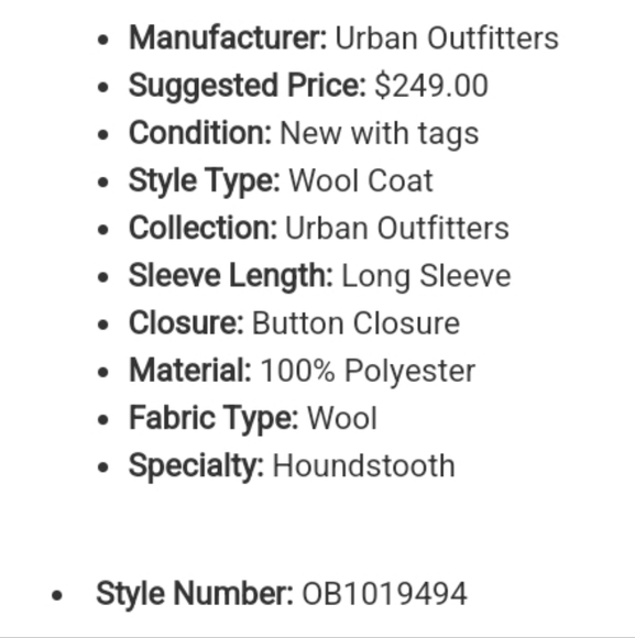 Urban Outfitters Women's Printed Double Breasted Wool Coat with Faux Fur Trim - Picture 4 of 8